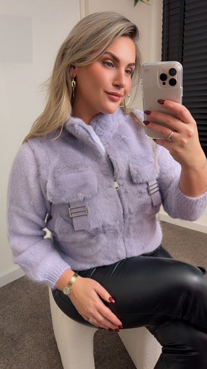 Bodywarmer Fake Fur Lila