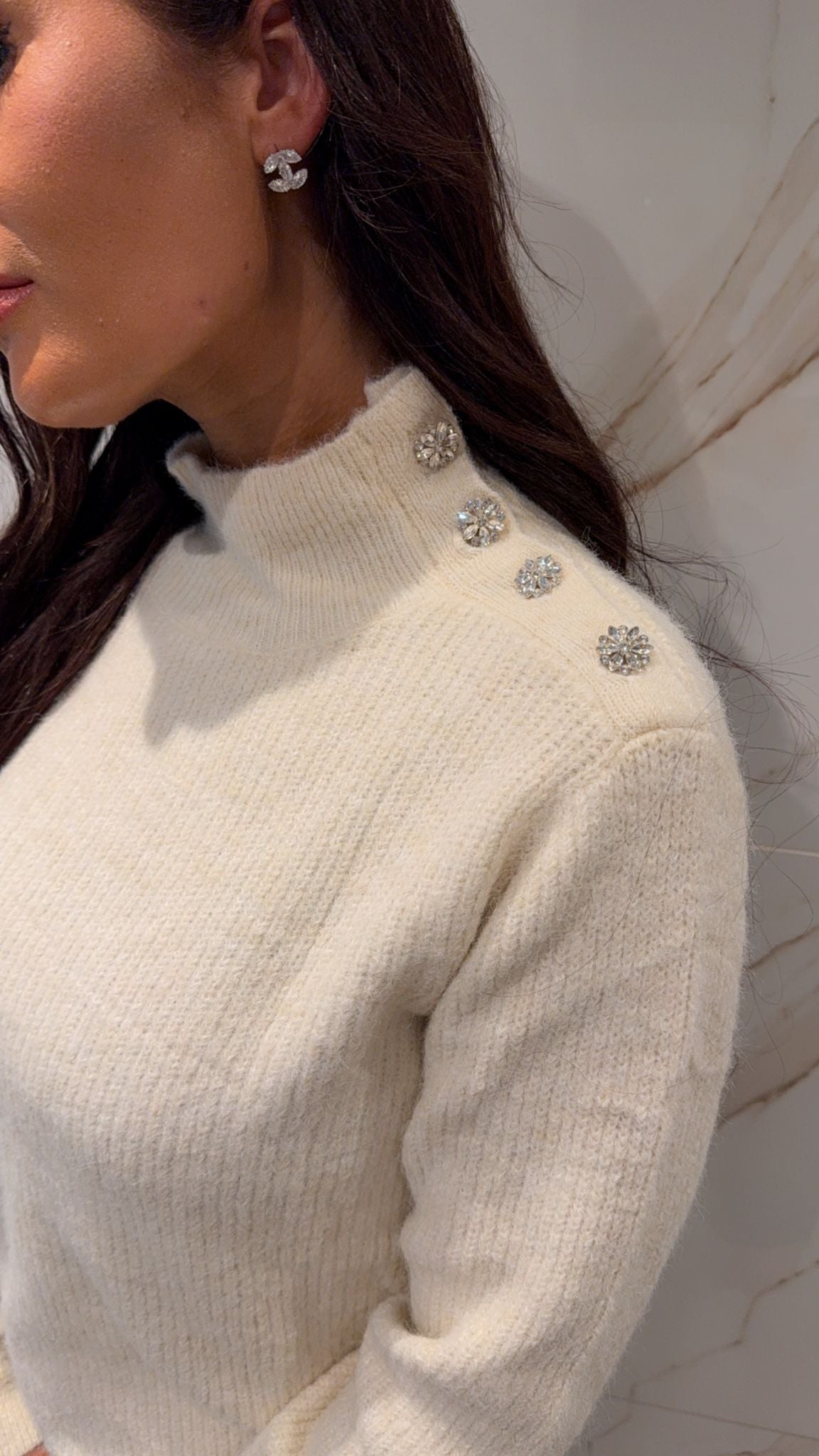 Sweater white strass