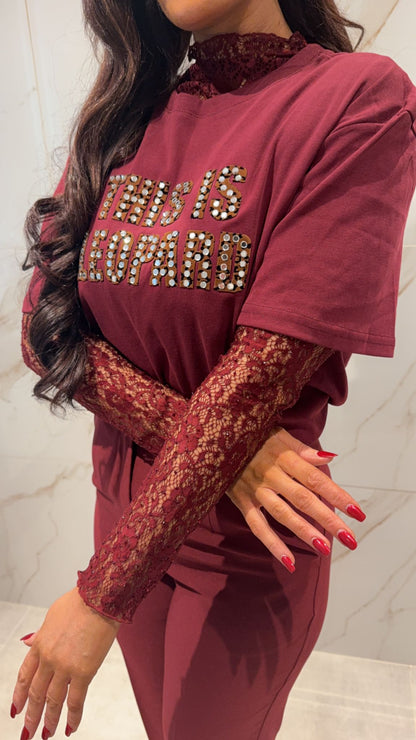 Lace sparkle burgundy