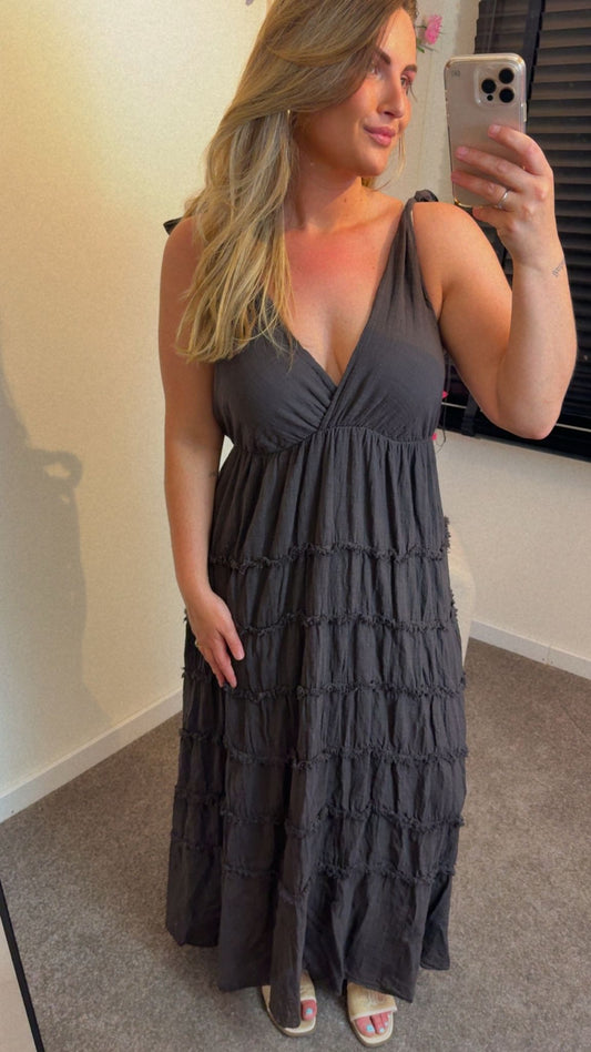 Fleur dress donker bruin