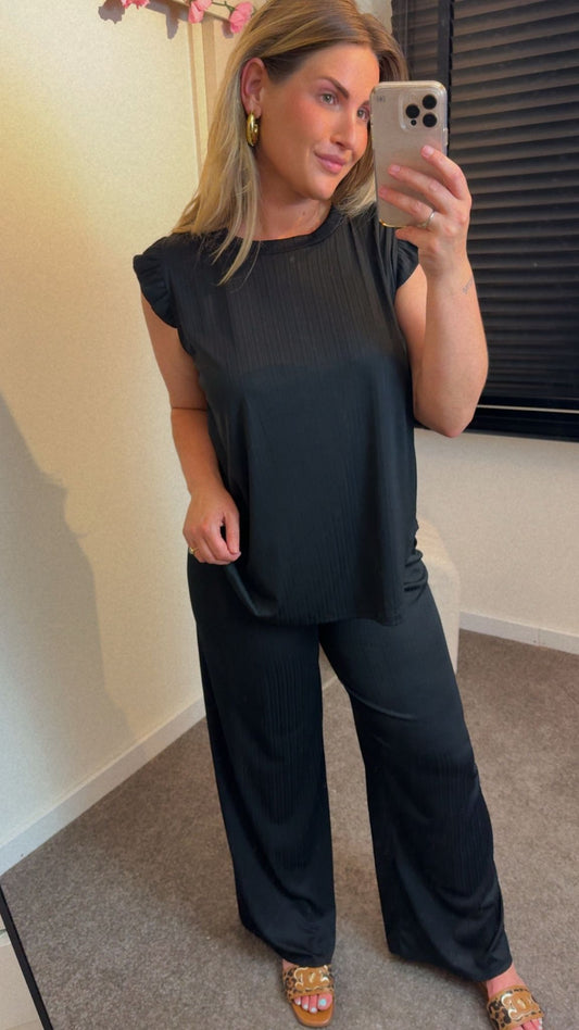 Ruffle 2-delige set zwart